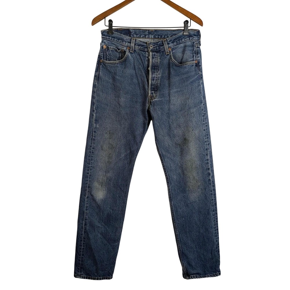 Vintage 90's Levi's 501's jeans, 1995 distressed Levis‎ 33 x 34 medium wash blue